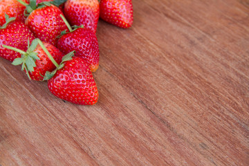 strawberry  on wood  background