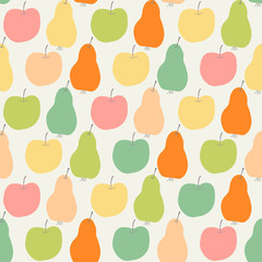 Cute seamless pattern with apples and pears