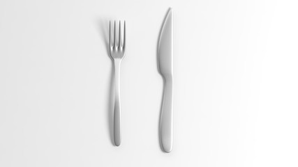 Fork and knife, isolated on white background.