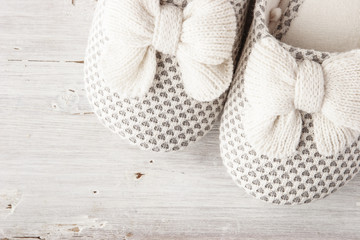 Slipper with bow on the white background