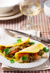 fricassee from chicken with pancakes