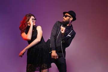 Multiethnic couple dancing and having fun