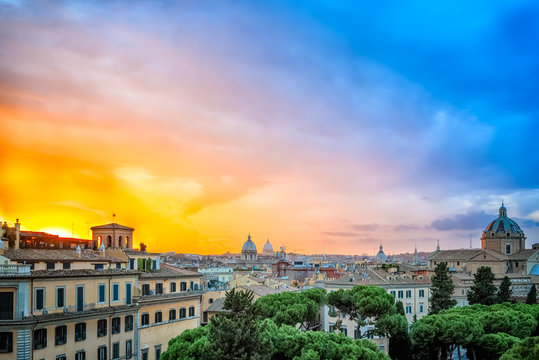 Extraordinary Sunset In Rome