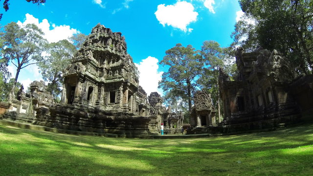 SIEM REAP-NOVEMBER 2014: Time lapse of Thommanon Hindu Temple in Angkor area. 4K resolution. Cambodia.