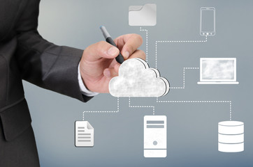 Hand drawing Cloud computing technology concept