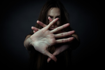 Young unhappy woman, rejection of bad habits