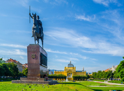 Monument Of The Croatian King Tomislav In Zagreb, Croatia.