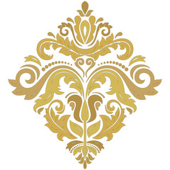 Oriental vector colored pattern with golden arabesques and floral elements. Traditional classic ornament