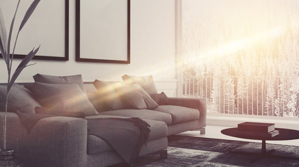 Beam of sunlight lighting up a living room