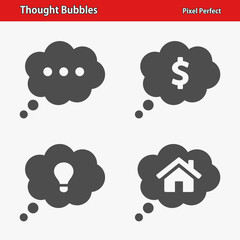 Thought Bubbles Icons. Professional, pixel perfect icons optimized for both large and small resolutions. EPS 8 format.