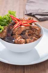 Stir fried chicken with ginger, Thai food