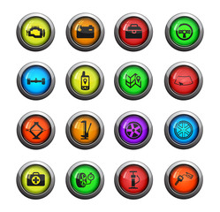 Car shop icons set