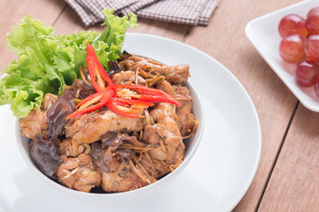 Stir fried chicken with ginger, Thai food