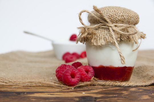Raspberry yogurt and jam