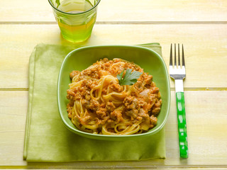 tagliatelle with pumpkin and sausage