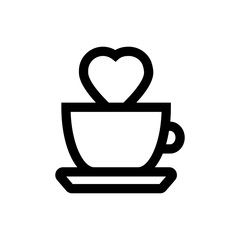 Tea, coffee glass, heart, valentine's day, love line icon.
