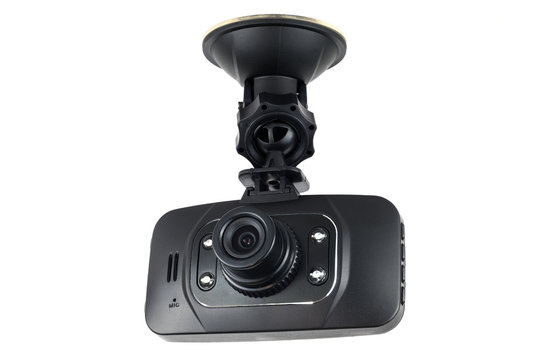 Car camera video recorder isolated on white background