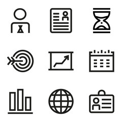  Business line icon set.