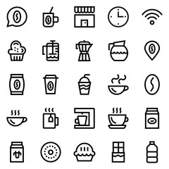Coffee, coffee shop line icon set