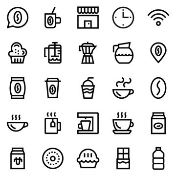 Coffee, coffee shop line icon set
