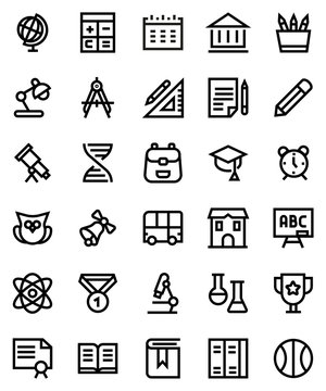 School line icon set.