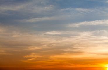 colorful dramatic sky with cloud at sunset