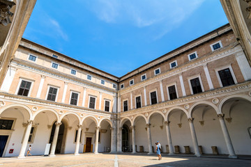 Fototapeta na wymiar Ducal Palace courtyard in Urbino, Italy