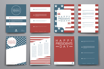 Set of brochure, poster design templates in Presidents Day style