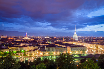 Fototapeta premium Turin (Torino) high definition panorama at twilight