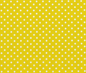 yellow fabric with white polka dots