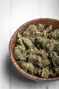 Marijuana buds in a bowl