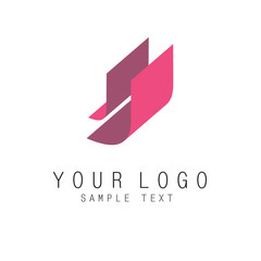 Letter E geometric colorful ribbons style logo