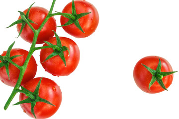Cherry tomatoes isolated on white background.