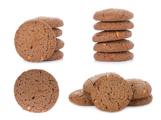 Chocolate chips cookie isolated on white