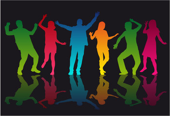 Dancing people silhouettes.