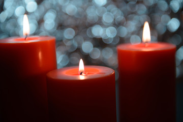 aromatic orange candle, bokeh background