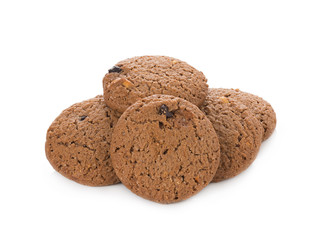 Chocolate chips cookie isolated on white