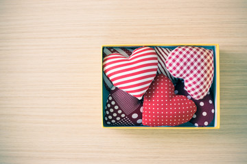gift hearts in a box for valentine day