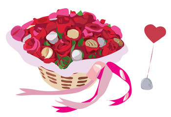 sweet love/ basket with candy and the most delicious favorite candy