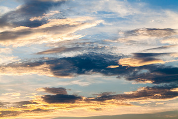 colorful dramatic sky with cloud at sunset