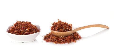 Safflower on white background