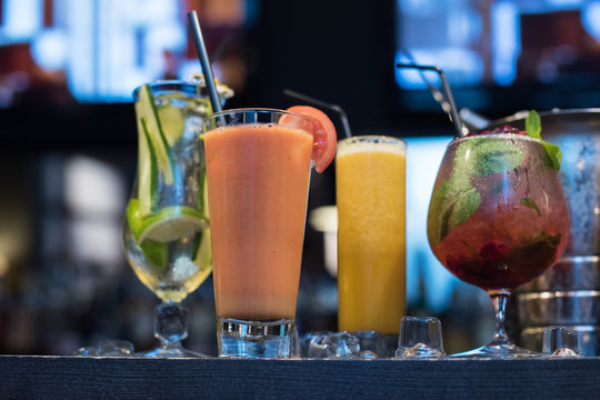 cocktails on bar background