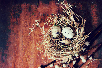 Obraz premium Easter decoration with quail eggs