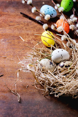Easter decoration with quail eggs
