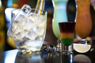 cocktails on bar background