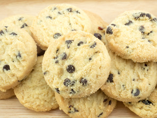 Chocolate chip cookies on white background