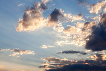 colorful dramatic sky with cloud at sunset