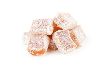 Tasty turkish delight isolated on white