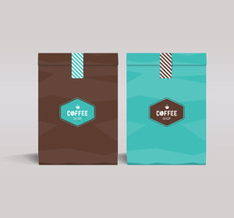 color paper packaging mock up.  coffee shop and restaurant.