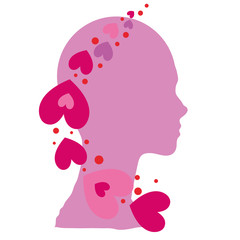 Visage et coeur rose